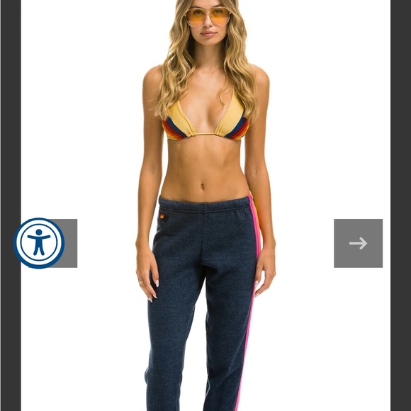 Aviator Nation M 5 stripe sweatpants blue/charcoal neon stripes gently worn - Picture 4 of 10